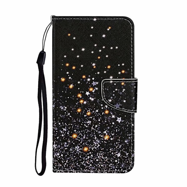 Etui til iPhone 14 Pro Max Sort femtakket stjerne Malet 3D Præget Wallet med Kortholder Flip Wallet med Kortholder