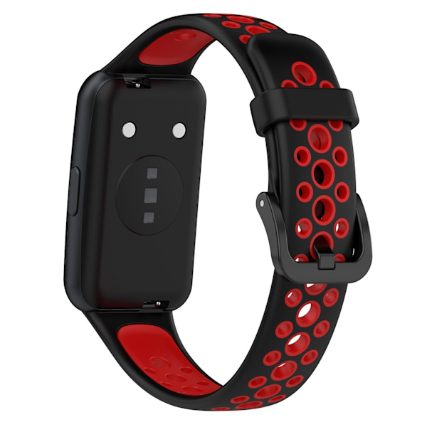 Sort Rød Sort Rød Åndbar Silikone Urrem kompatibel med Huawei Band 7 / 7 Nfc