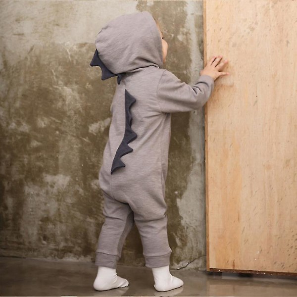 Nya toddler Baby Boys Girl Dinosaur Hoody Jumpsuit Outfits Grey 3M