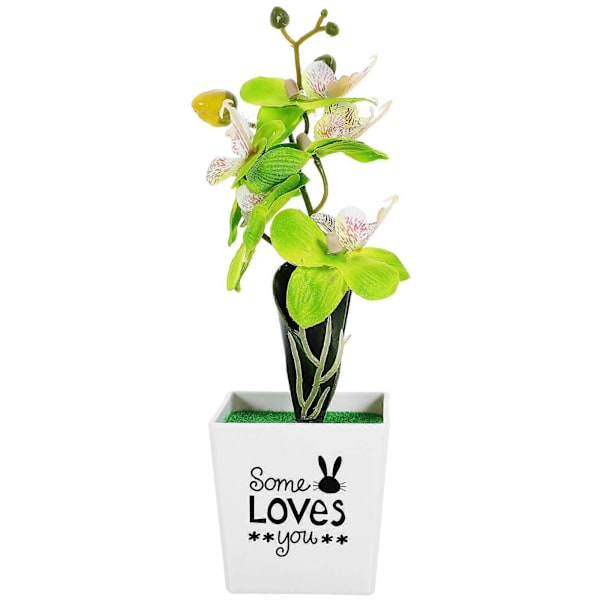 Kunstig Orkide Bonsai Dekoration Skrivebord Falsk Potteplante Simuleret Potteplante Grøn
