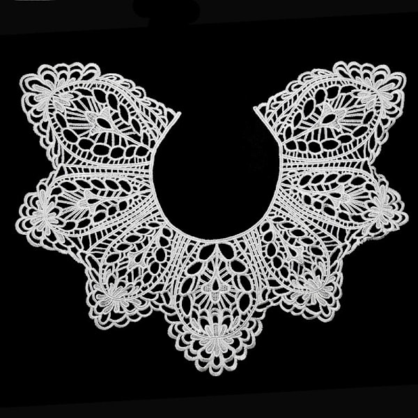 Dame falsk krave Aftagelig halv Silke Broderi Bryst DIY White