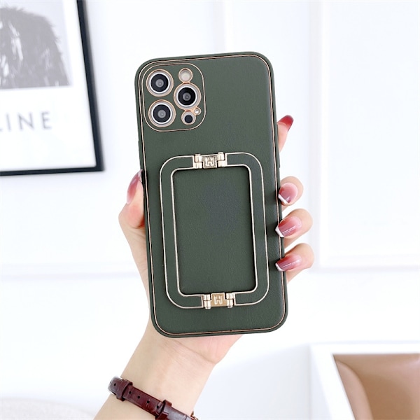 Etui til iPhone 16plus Sommer Poplar + Dobbelt Spænde Beslag [Gratis Installation] Tekstureret dobbelt spænde stand læder tekstur