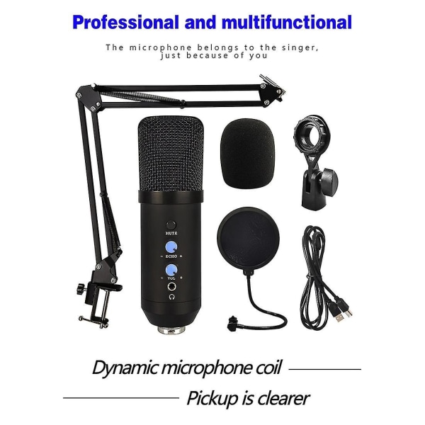 Ny Bm700 kondensatormikrofon med bomarm USB kompatibel med inspelning/podcasting C