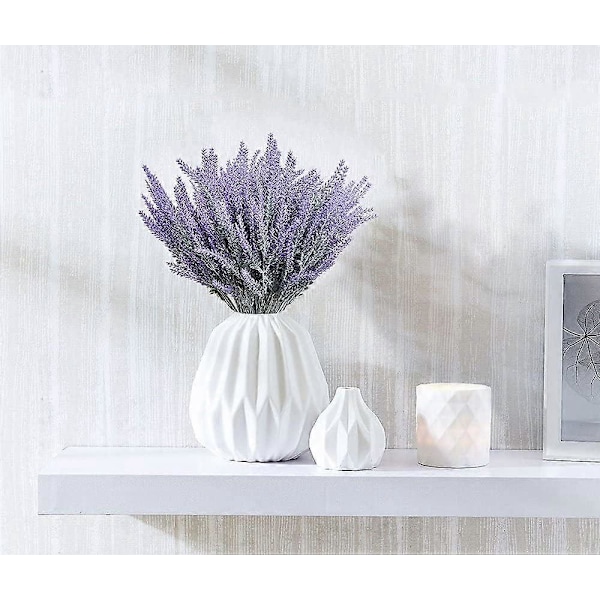 Keinotekoiset laventelikukat, 8 kpl, eläväiset UV-säteilyn kestävät tekopensaat, vihreät pensaat, kukkakimppu Lavender 8