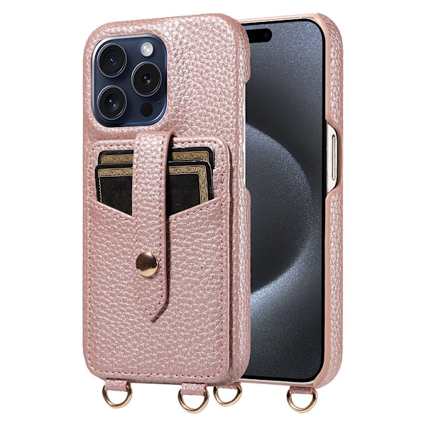 Kotelo iPhone 15promax pinkki Lompakko Korttipidikkeellä