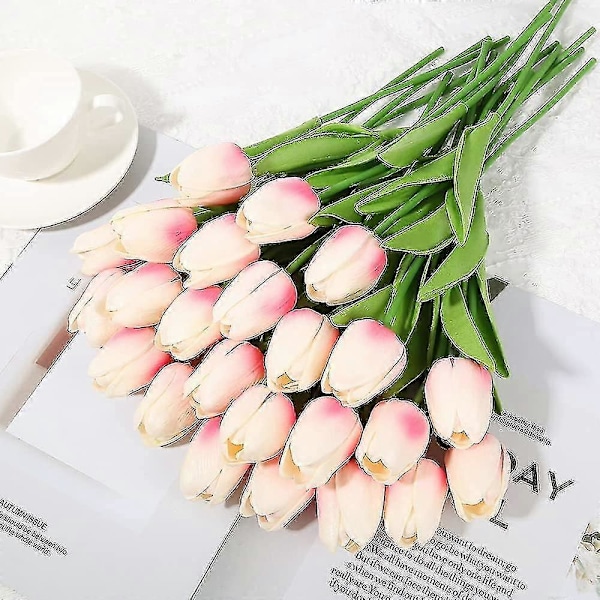 20-pack Konstgjorda Tulpaner, Falska Tulpanblommor, Bröllopsbukett, Realistisk Falsk Tulpanbukett För Hemmet
