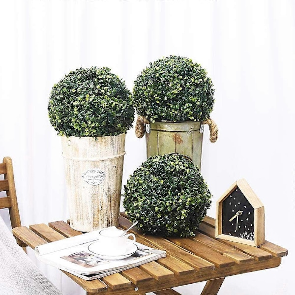 4 st Konstgjorda Buxbom Topiary Boll Växter, 15 cm Hängande Växter Bröllopsfest Dekor Hotell Veranda Topiary Utomhus
