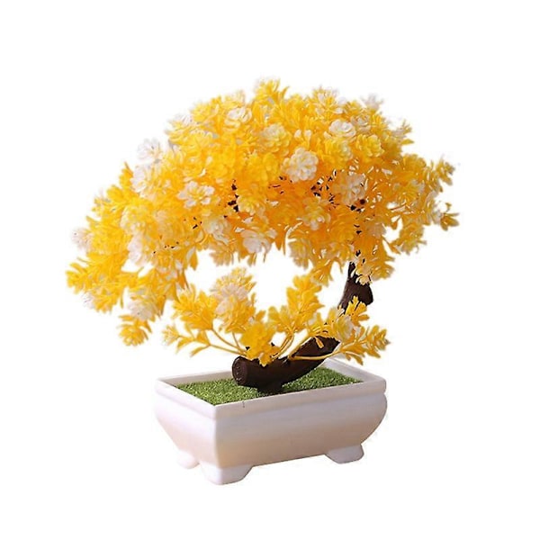 Simulering Falsk Potteplante Bonsai Tre Kunstig Plante Skrivebords Ornament Hjemmeinnredning Yellow