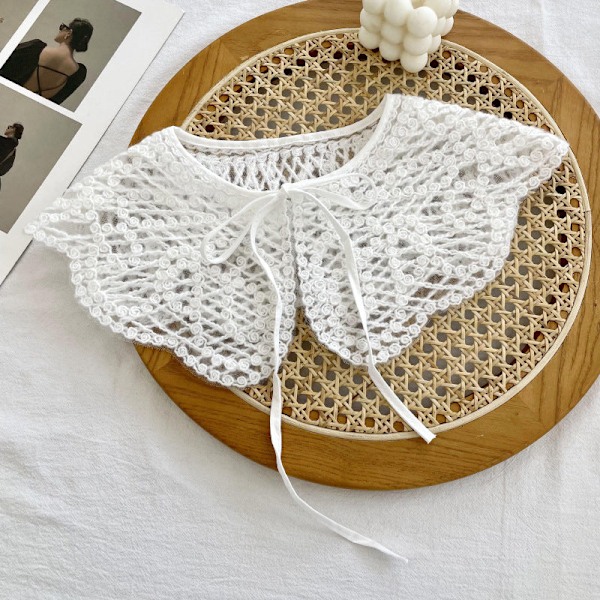Dame falsk krage Avtakbar halv Avtakbar 'S Allsidig Diamond crocheted-White