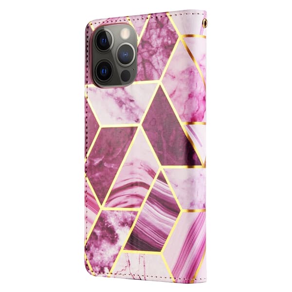 Etui til iPhone 15 Pro Max Lilla Forgyldt marmor Blandet medie maleri
