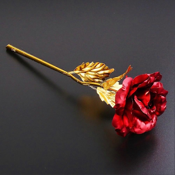 Gyldenfarvet Folie Kunstig Rose Blomst Lang Stil Valentinsdag Gave til Elskende Rose Red