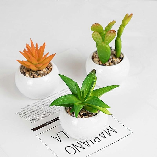 Kunstig Plante Livagtig Naturlig PVC Realistisk Frisk Mini Borddekoration Kunstige Sukkulenter Bonsai til Skrivebord 2