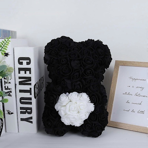 Rosbjörn med låda - Konstgjorda blommor Ros Teddybjörn - Rosbjörnen Black