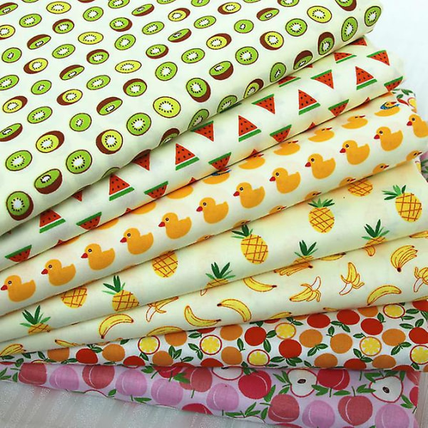 Fruit Paradise tecknade mönster Twill bomull andas tygtyg White 50x40cm