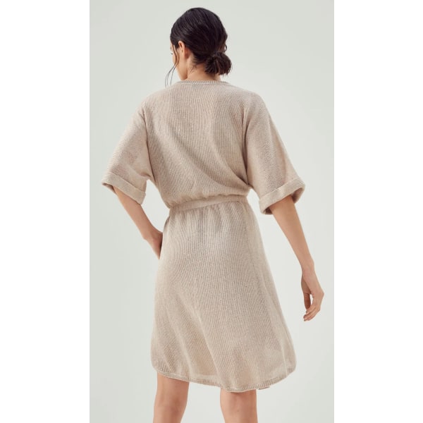Slim Fit Bc Sweater Sidenklänning Tvådelad V-ringad Tight midja mellanlång kjol Apricot M/38