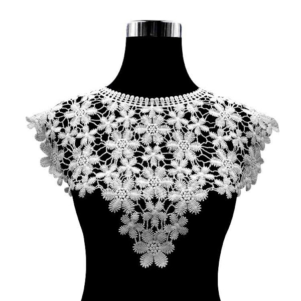 Dame falsk krage Avtakbar halv sjal Vest Melkesilke Broderi White White