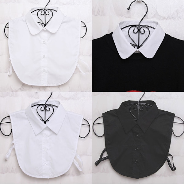 Dame falsk krave Aftagelig halv Indre Beklædning Base Vinter Shi Chiffon peaked lapel White