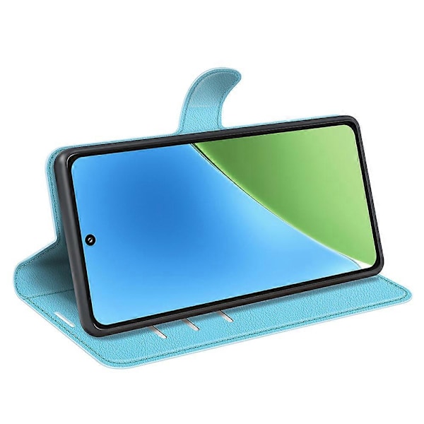 Xiaomi 15 -puhelimen litsirakenteinen iskunkestävä nahkalompakkokotelo Blue
