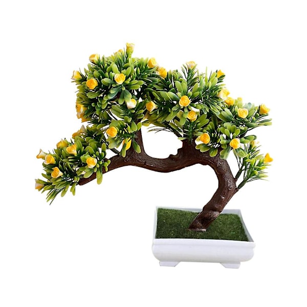 1 stk. Kunstig Blomst Træ Potte Bonsai Scene Have Bryllupsfest Balkon Dekoration Yellow