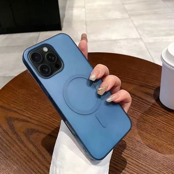 Etui til iPhone 14 Skin Feel Frosted Magnetic Slim Profile Mørkeblå