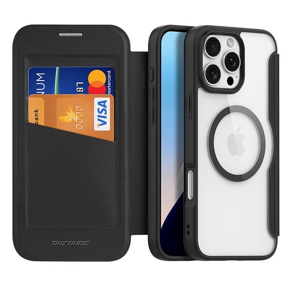 Etui til iPhone 14 Pro Max Dobbelt Kortlomme sort Magnetisk Flip Wallet med Kortholder