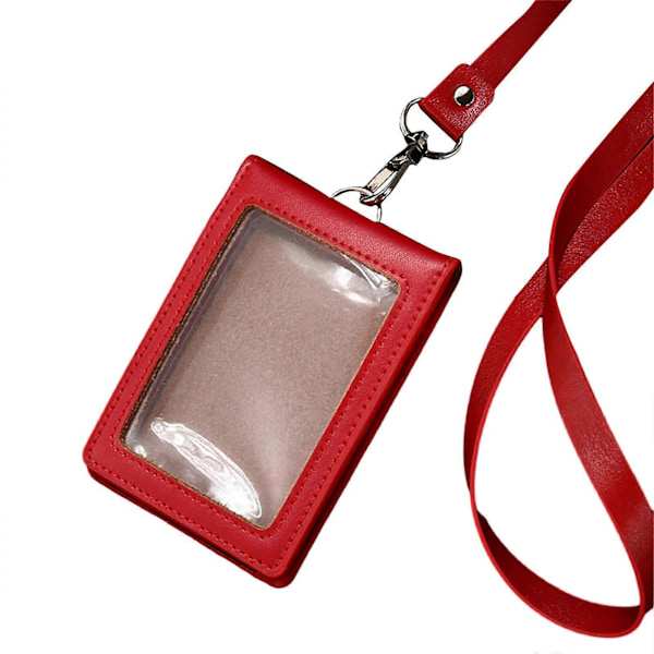 Vertikalt märkeshållare med halsband Praktisk PU-plånboksfodral ID-fönster Kortfack Red PU