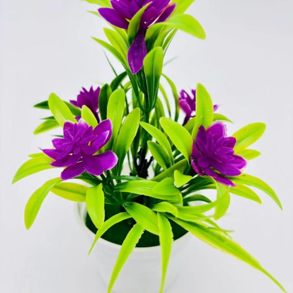 Konstgjorda Lotusblad: Set med 5 Små Krukväxter Bonsai för Utomhus- eller Inomhusdekoration – Perfekt för Purple Height 18CM*Width 11CM