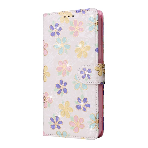 Fodral för iPhone iPhone 13promax Blommor i blom Plånbok med korthållare Flip med guldstämpling och magnetisk multikort