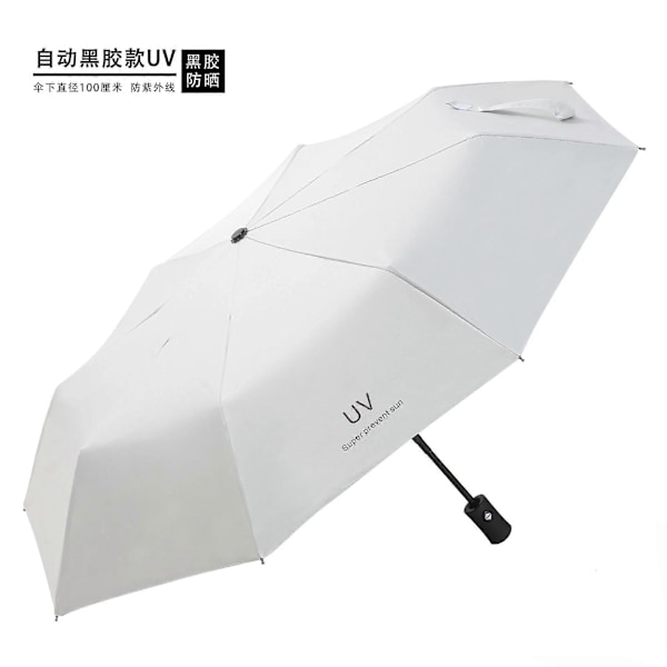 Moderigtig Bærbar Foldbar Automatisk Paraply Anti UV Regn Sol Paraply Vindtæt Kvinder Mænd Børn Parasol Paraply automatic white