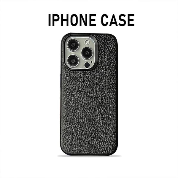 Etui til iPhone 13 sort magnetisk fuld-læder Pebbled