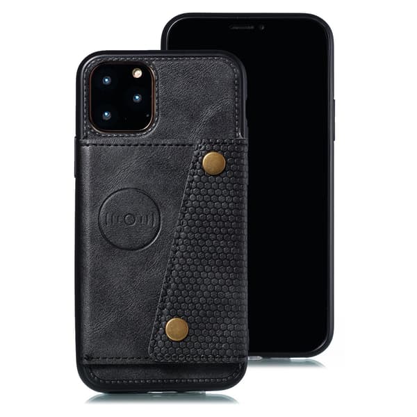 Etui til iPhone 14PRO MAX sort Bil kortholder stativ Full-Body læder