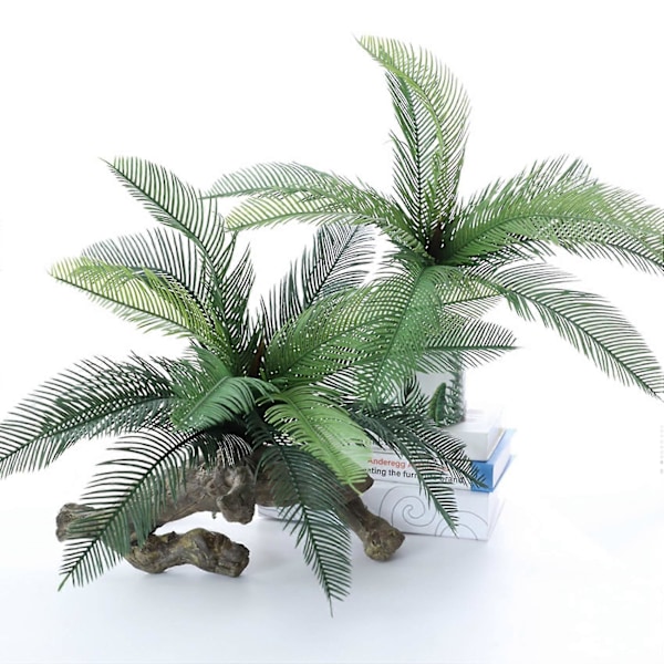 2x Palmträd Konstgjorda Blommor Plast Falsk Växt Bukett För Djungelfest Ny Lägenhetsdekoration