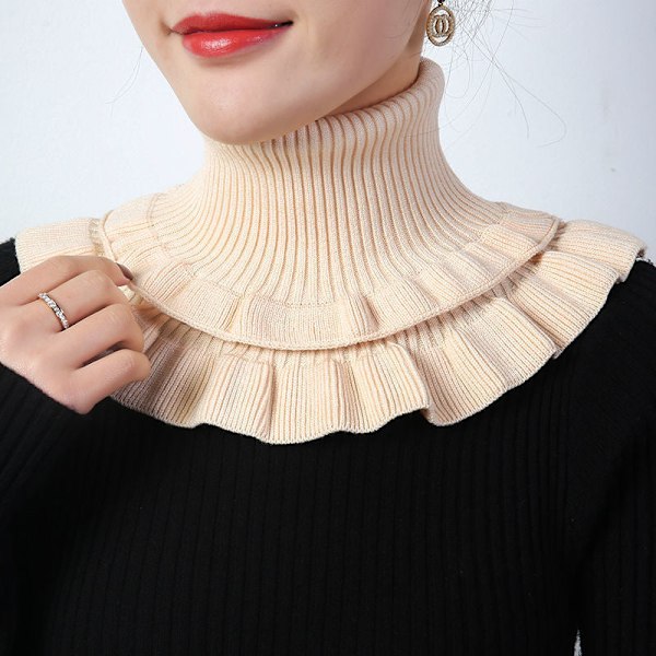 Falsk krage for kvinner, Cervical Spine Fashion All-Match Pullove Apricot [thickened warm]]