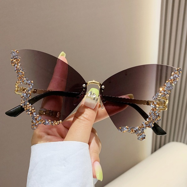 Stor ram Diamond Butterfly Solglasögon Retro Glasögon Högklassiga solglasögon UV-skydd Blue tea