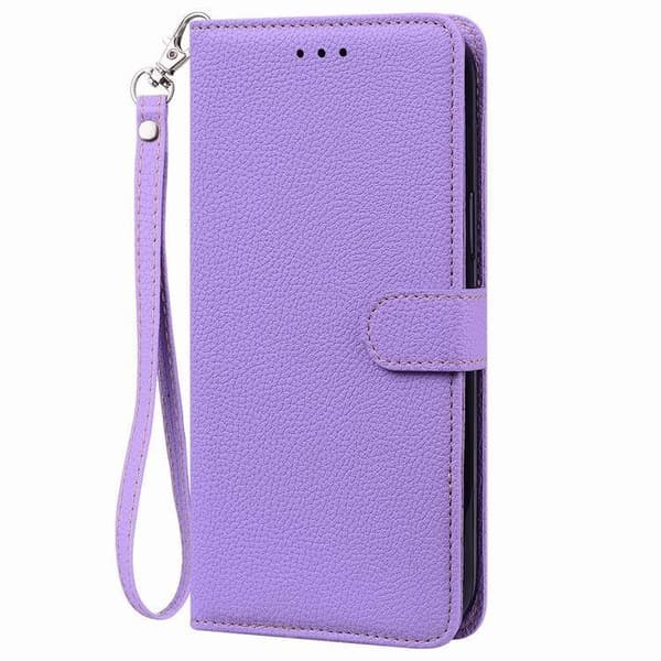 Etui til iPhone 14pro 6.1 Lyse lilla Pebbled Almindelig Wallet med Kortholder Flip
