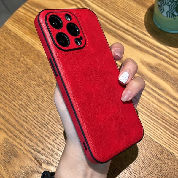 Etui til iPhone 16 Pro Max Lædertekstur Rød Noz31983