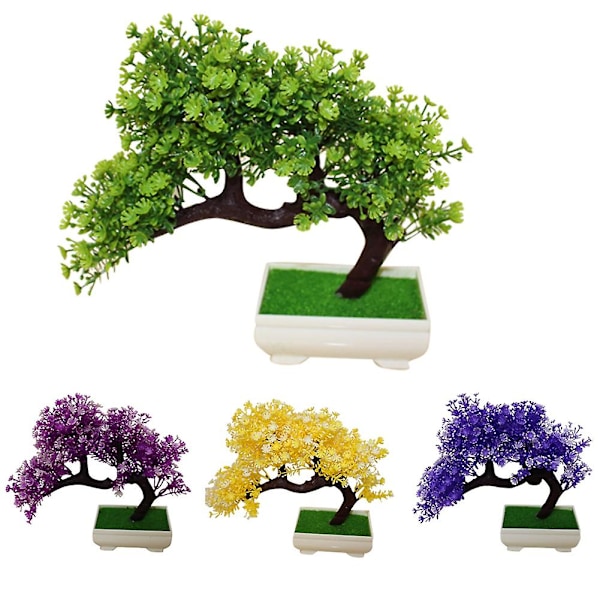 1st Konstgjord Växt i Kruka Mini Träd Bonsai DIY Trädgård Bröllop Heminredning Blue