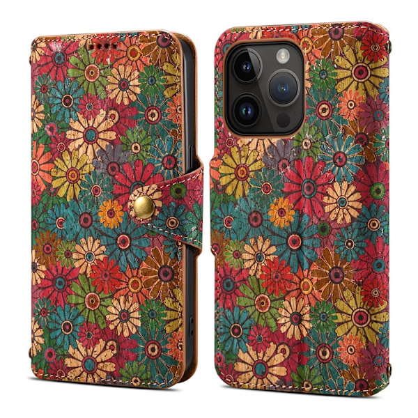 Etui til iPhone 14 Pro Max fjederstandpung med kortholder flip