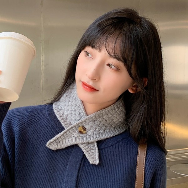 Dame falsk krage Avtakbar halv koreansk stil Vill Cy Farge Red 61cm