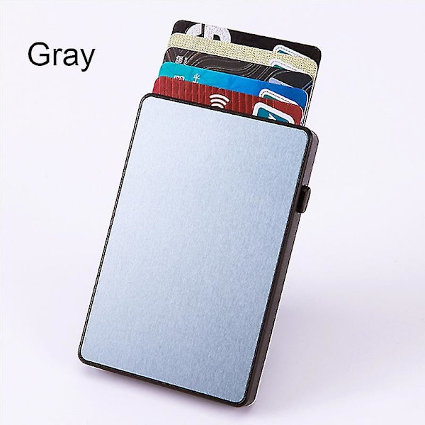 Fashion Pop Up Trykknap Bank Kreditkort Etui Holder Slank Smart Kortpung Rfid Tynd Smart Metalpung Til Mænd Kvinder Ny|kort Gray