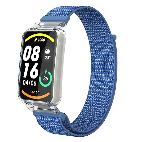 Blå PC-deksel + Nylon Loop-stropp kompatibel med Xiaomi Mi Band 7 Pro