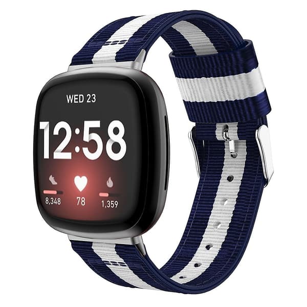 Hvid Blå Hvid Blå kompatibel med Fitbit Versa 3 Nylon Urrem