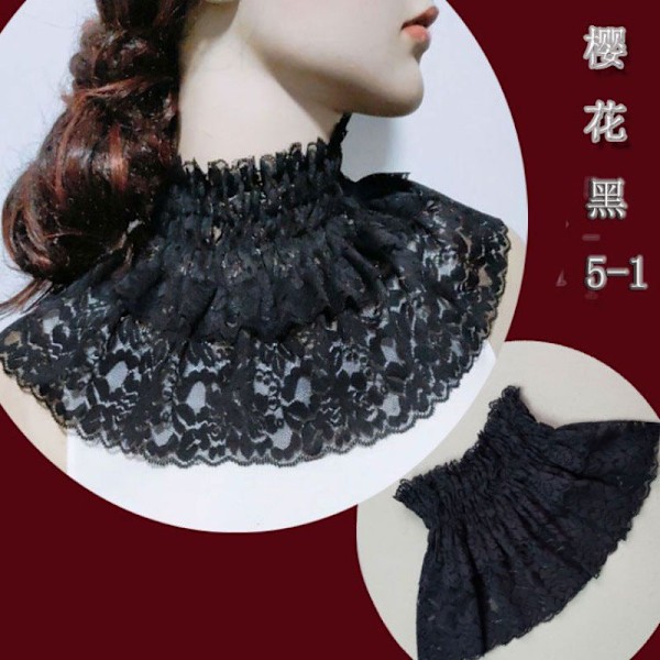 Dame falsk krage Avtakbar halv Blonde Bana Nakke Beskyttelse Black 5-1-18cm
