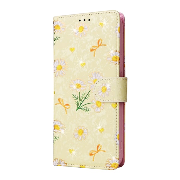 Etui til iPhone iPhone 13pro Gul tusenfryd Lommebok med kortholder Flip med gullstempling og magnetisk multikort