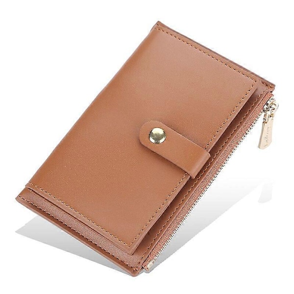 Pung Dame Mode Mat Kort Pung PU Læder Lynlås Hasp Frosted Damepunge Penge Mønt ID Kort Holder Piger Sød Clutch C Brown