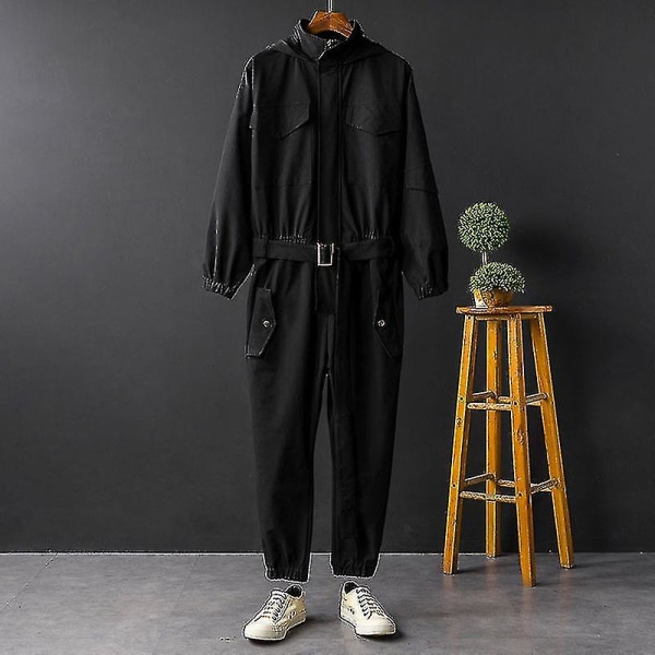 Ny Overall Herr Jumpsuit Hooded Long Sleeve Beam Feet Japanese Stree Army Green S  45 - 52.5 KG