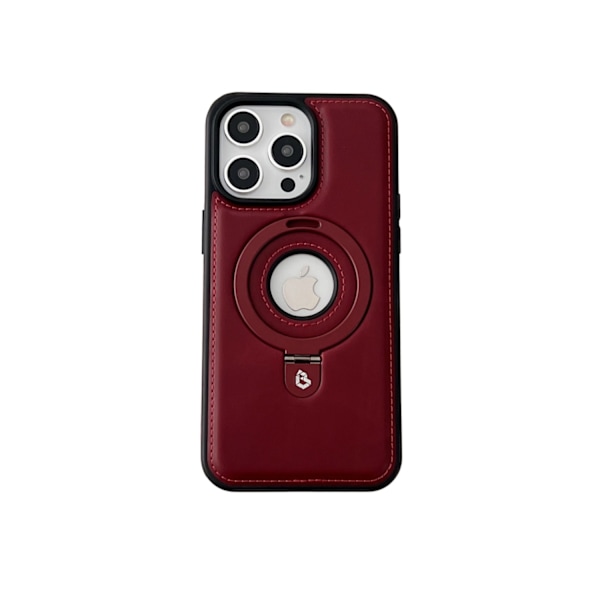 Fodral för iPhone 16 Plus Läderfodral för saknat etikettfäste - röd Saknad företagsställ läderstruktur