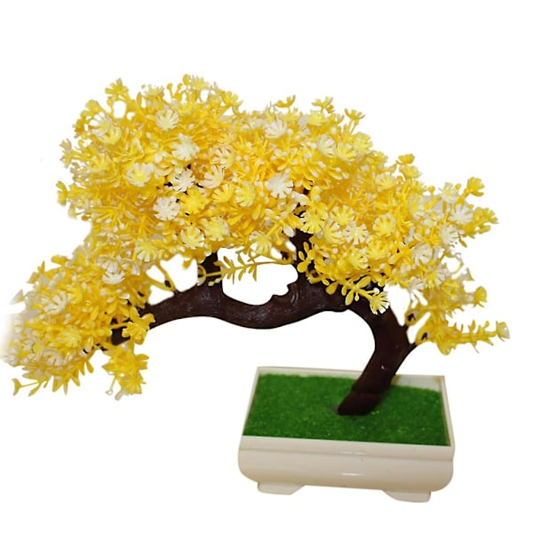 1st Konstgjord Växt i Kruka Mini Träd Bonsai DIY Trädgård Bröllop Heminredning Yellow
