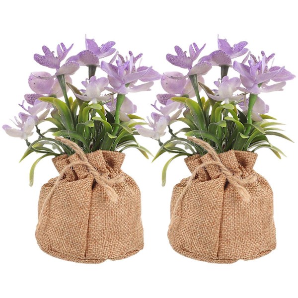 2 stk. Kunstige Blomster Plastik Orkidé Arrangementer I Potter Til Haveindretning