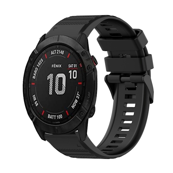 Sort Sort Silikone Urrem kompatibel med Garmin Fenix 6x Sapphire